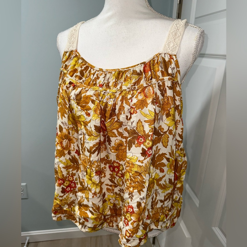 rachel zoe crochet yellow floral tank nwt small